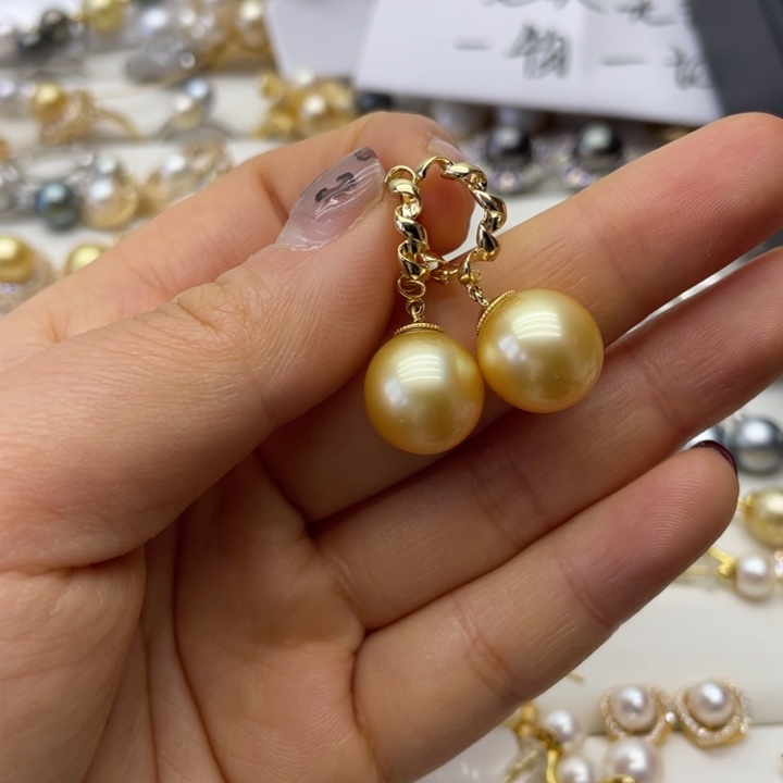 海水珍珠耳饰银S925镶嵌