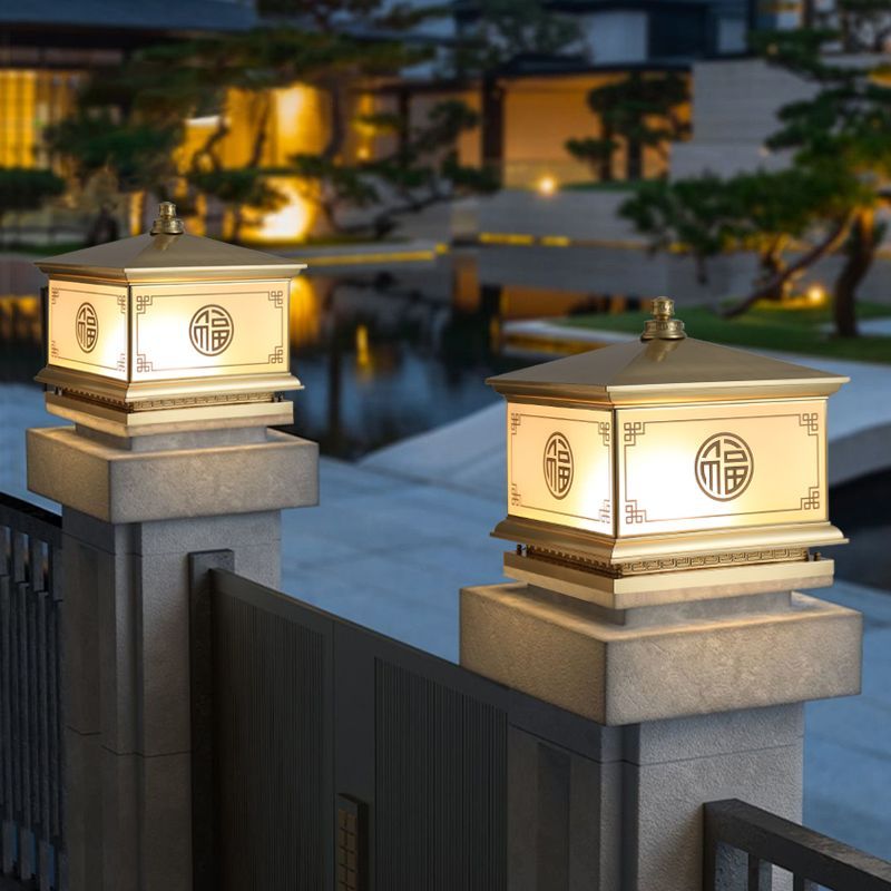 （圆福款）全铜高端太阳能柱头灯，庭院灯，别墅灯