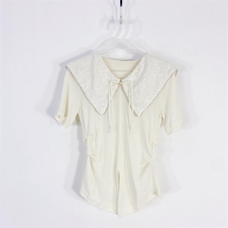 【77衣橱】ES7401精品女装上衣短袖T恤气质轻奢【红人上新】K