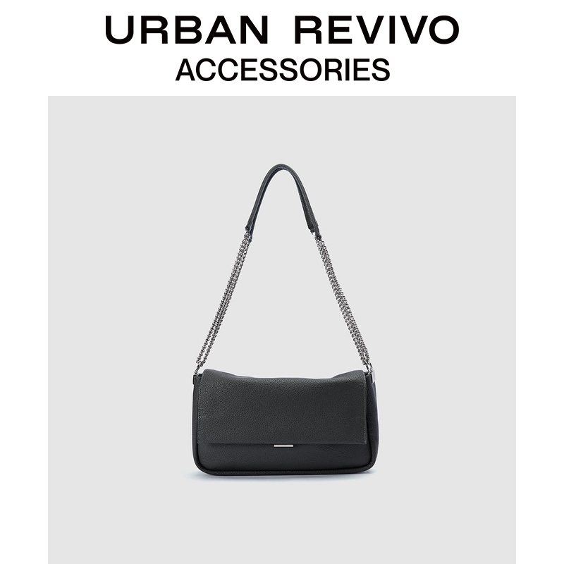 URBAN REVIVO2025秋季新款女通勤风翻盖单肩斜挎包UAWB50204