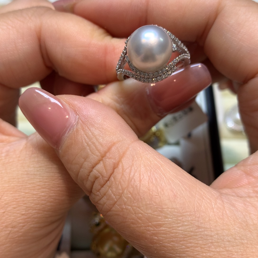 海水珍珠戒指银S925镶嵌