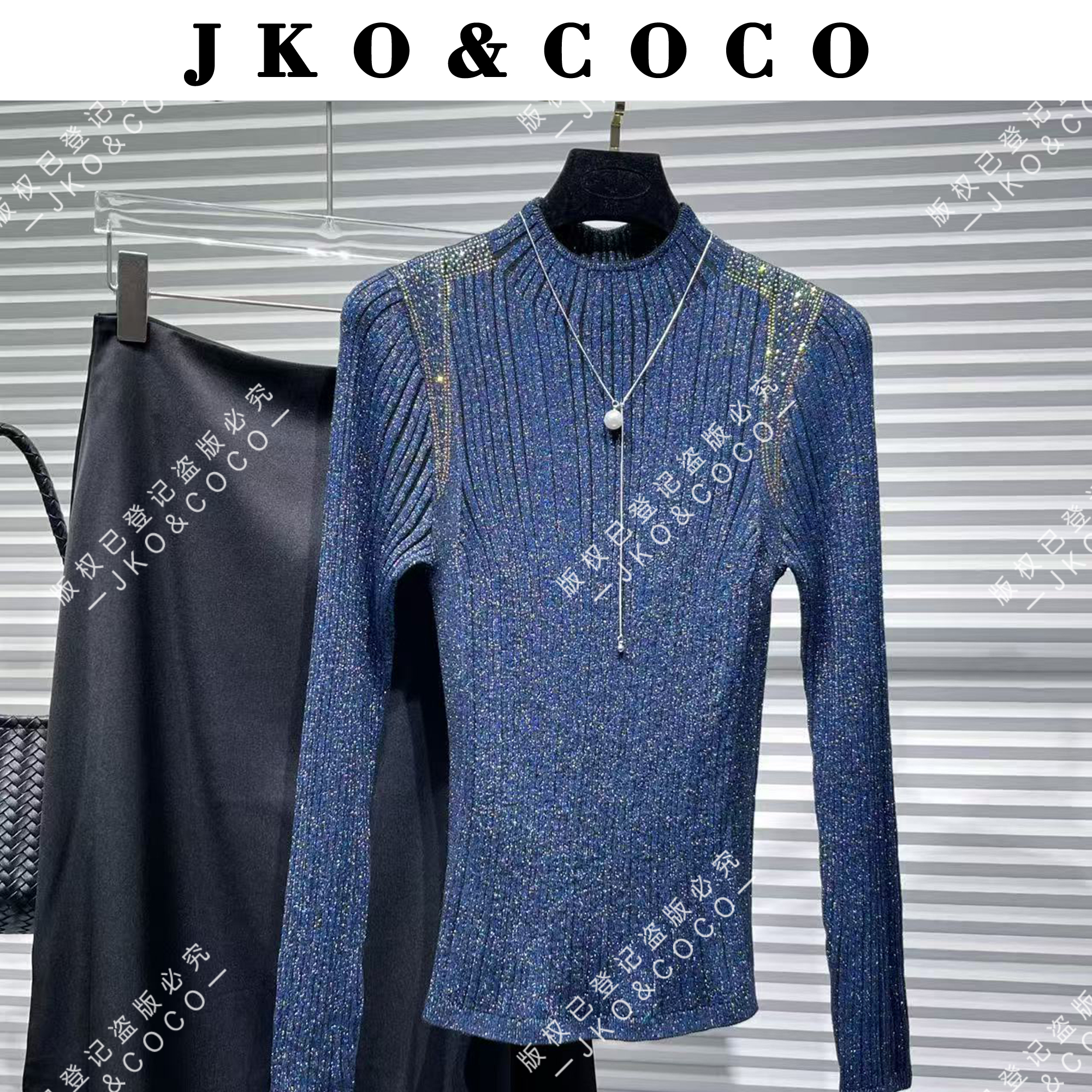 JKO&COCO【巴黎夜色】加厚保暖系列进口水晶纱毛针织衫长袖