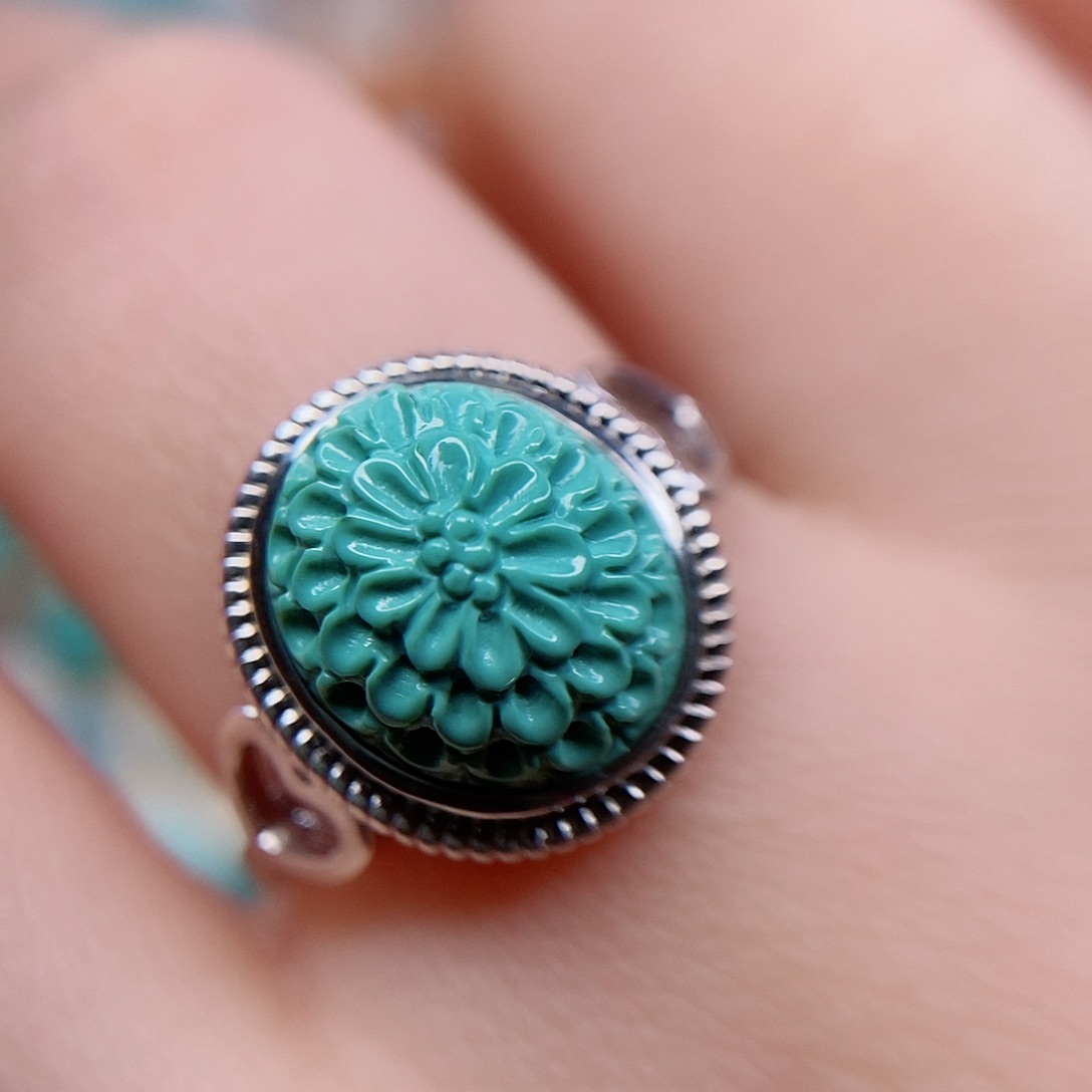 绿松石戒指银S925镶嵌