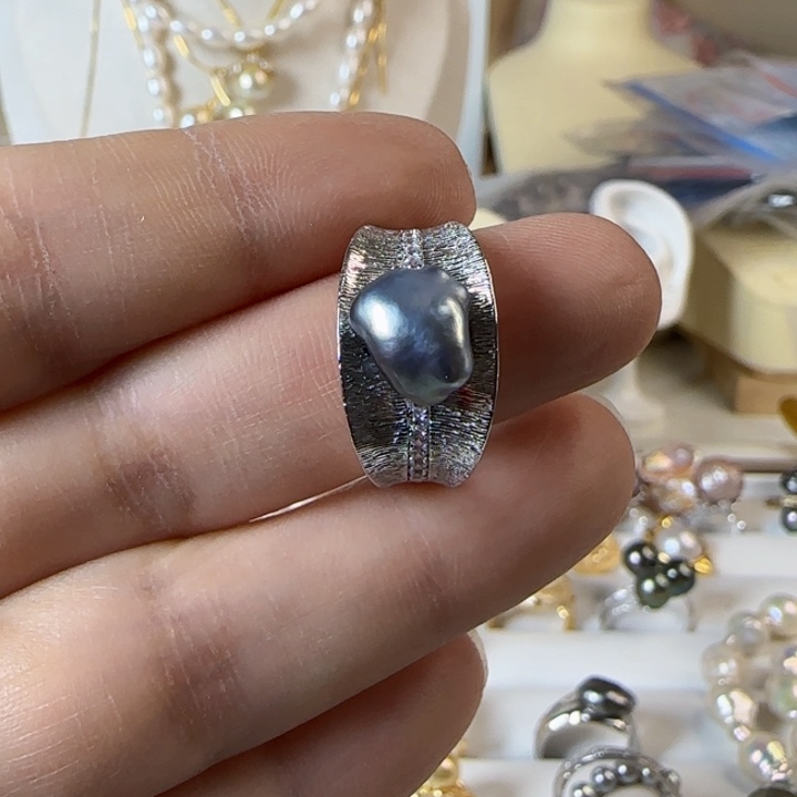 海水珍珠卡10左右大溪地克旭银S925镶嵌