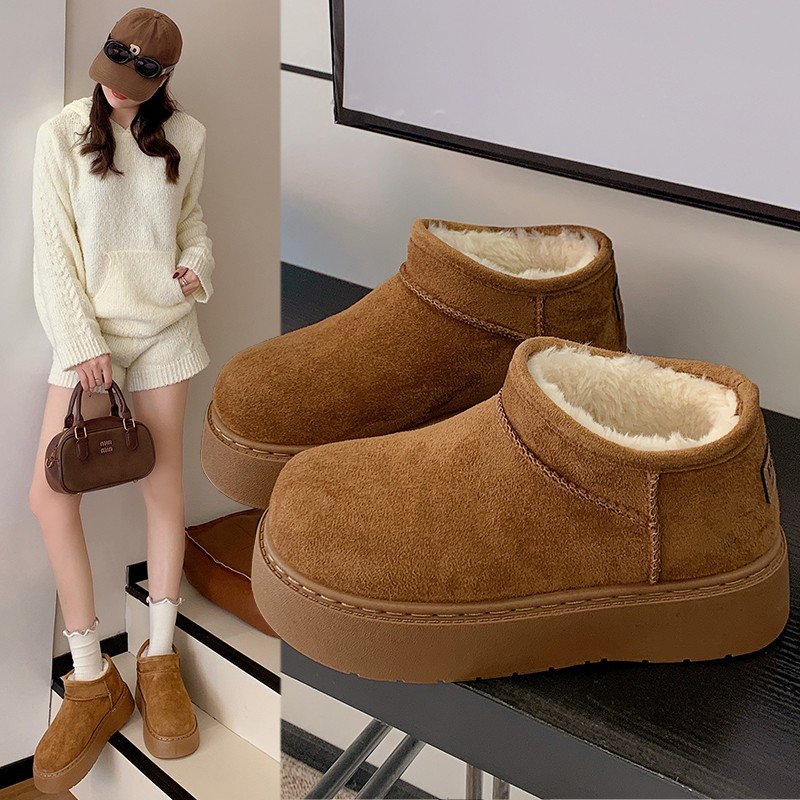 冬季新款保暖加绒加厚短筒时尚百搭小土豆雪地靴厚底增高棉鞋女鞋