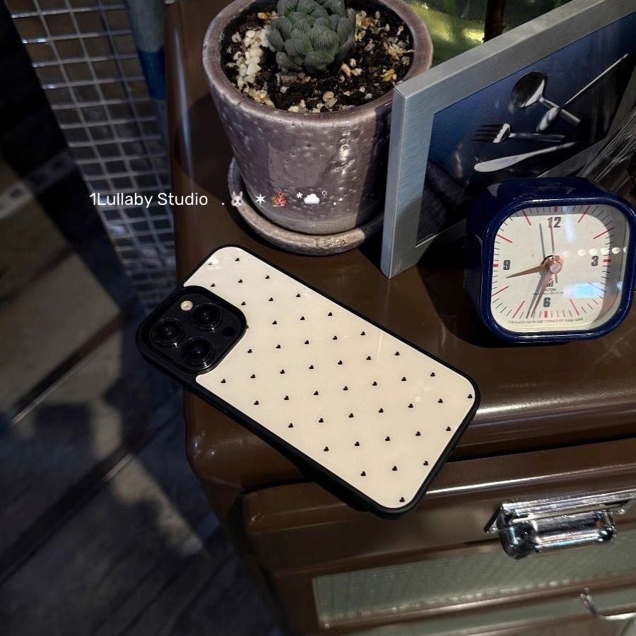 奶油12适用苹果15爱心iPhone16promax玻璃壳手机壳14防摔13黑边壳