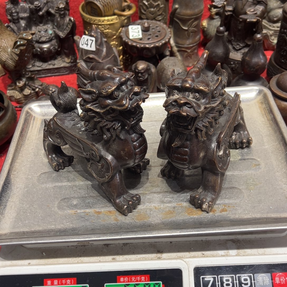 旗***兵黄铜摆件，文房摆件