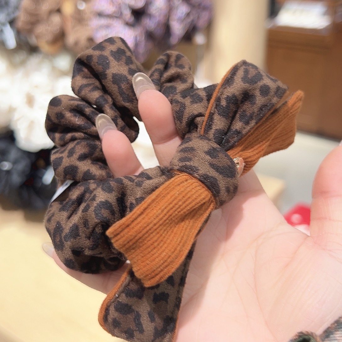 非金属豹纹蝴蝶结发圈