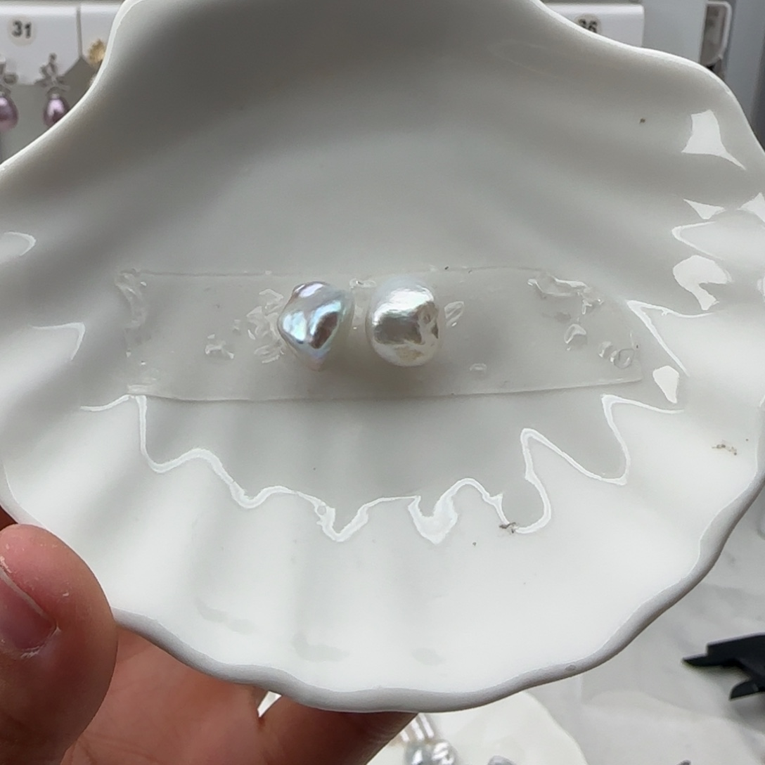 合金淡水珍珠耳饰天*