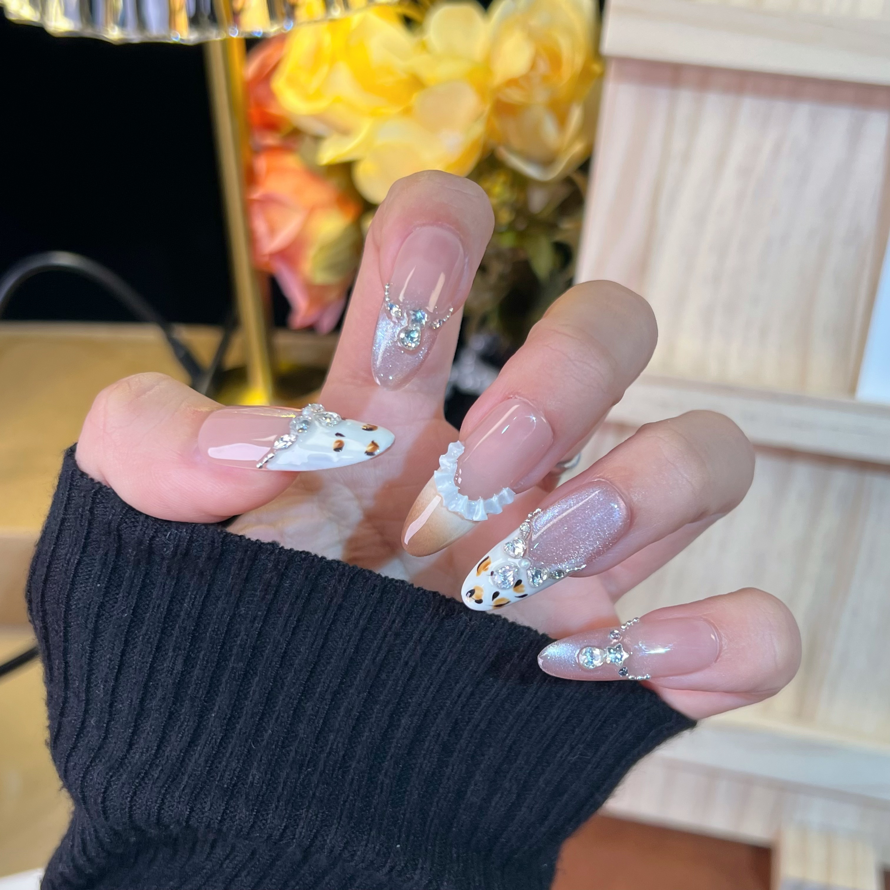 【月光宝盒】手工穿戴甲爆闪猫眼纯欲高级感美甲贴片