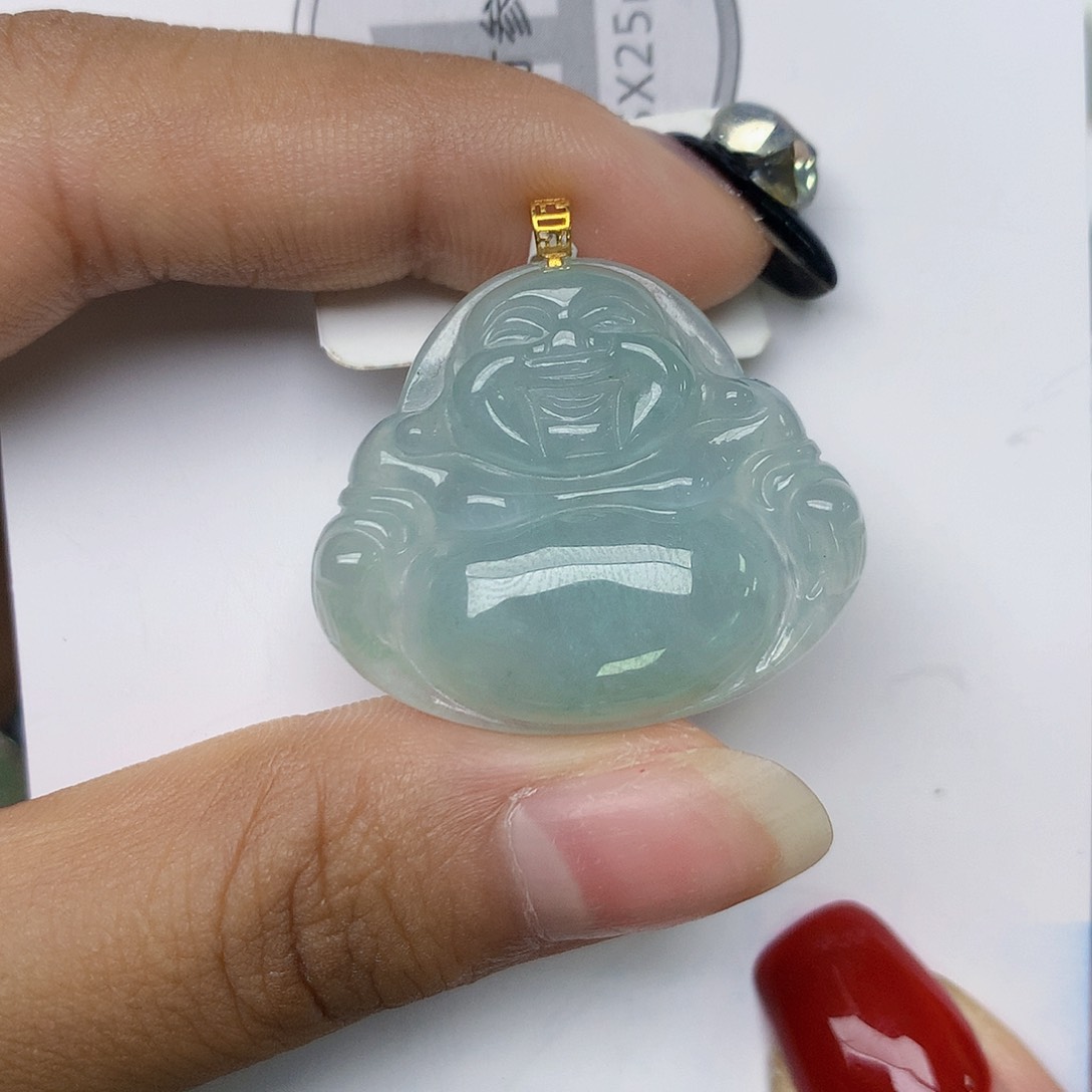 颈饰18K金镶嵌翡翠天然翡翠
