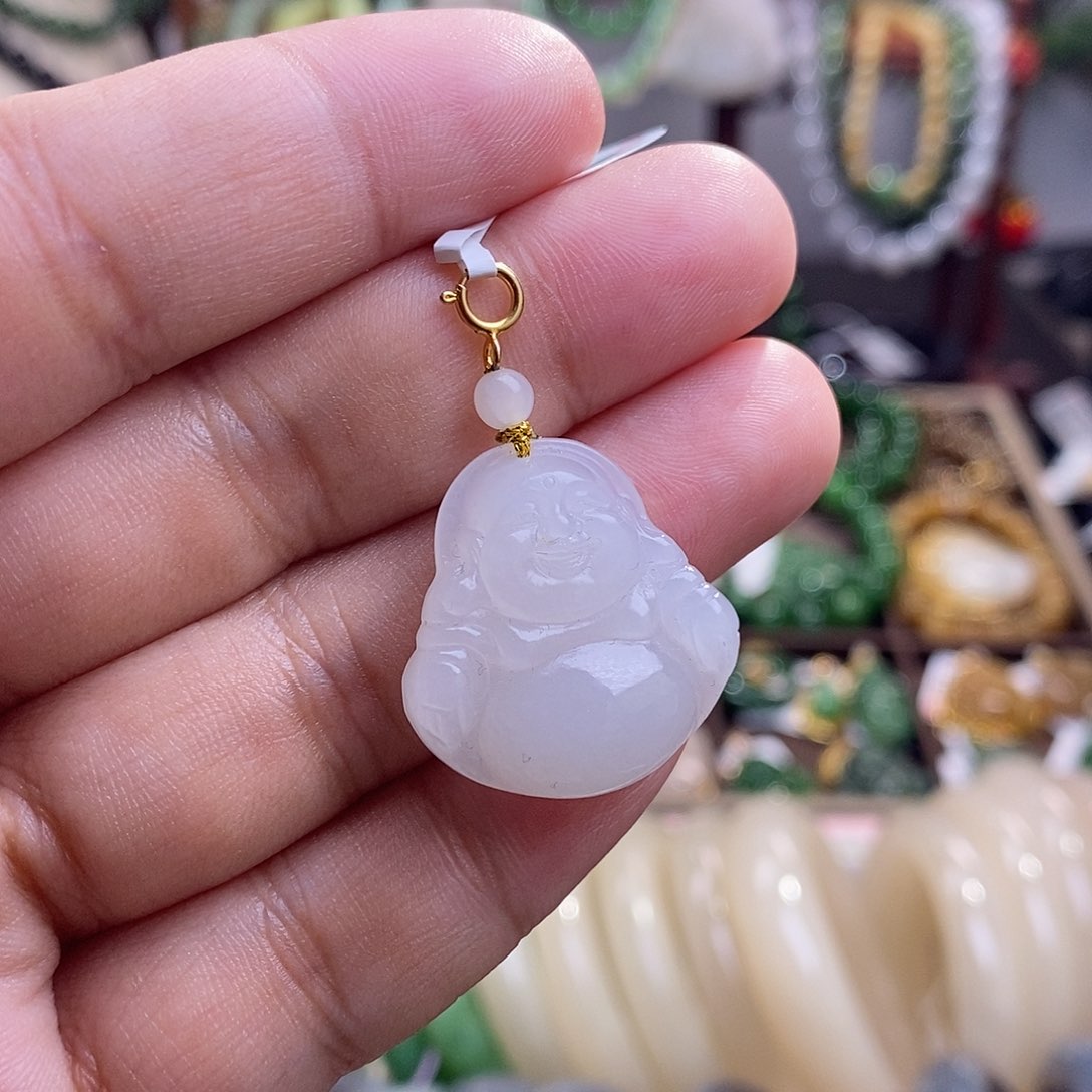 和田玉 精品老矿料新疆白玉佛公吊坠未镶嵌