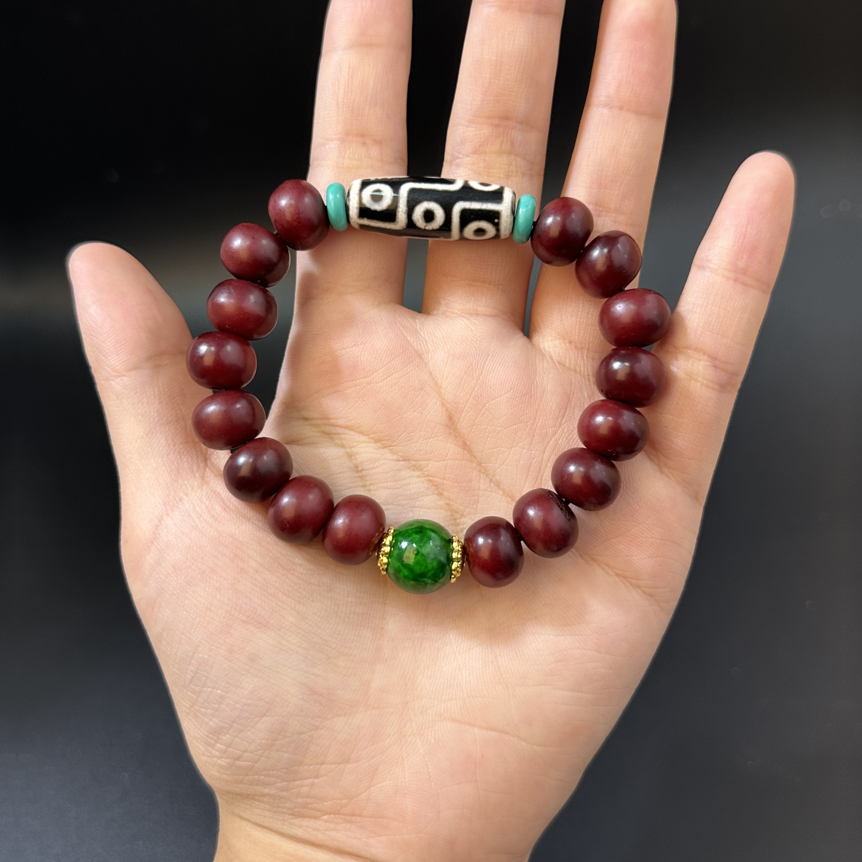 藏传大师满绿虬宝九眼珠编制手串A03-14