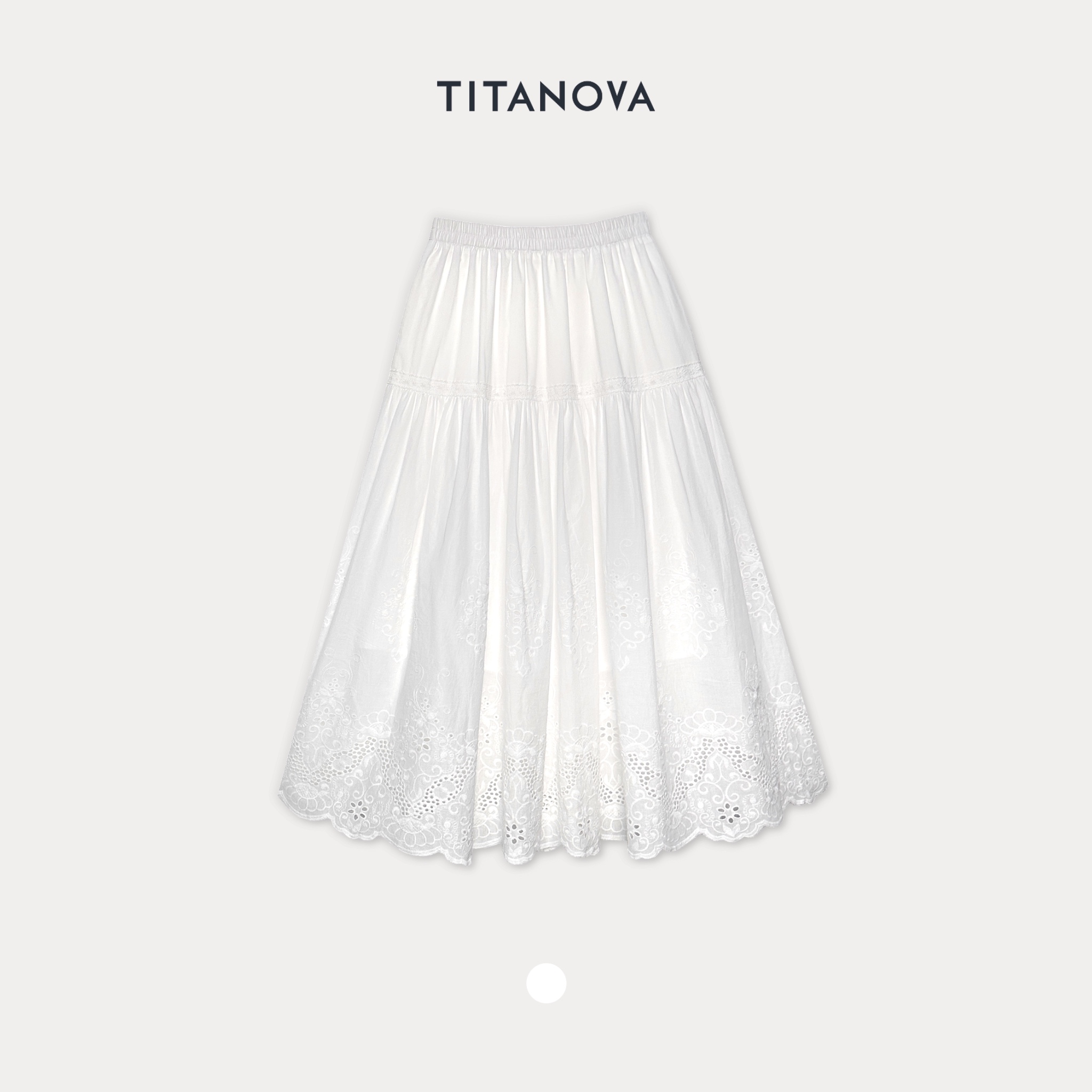 【宁不凡】西西里假日｜蕾丝边刺绣提花半身裙镂空凉感半裙BQ250505