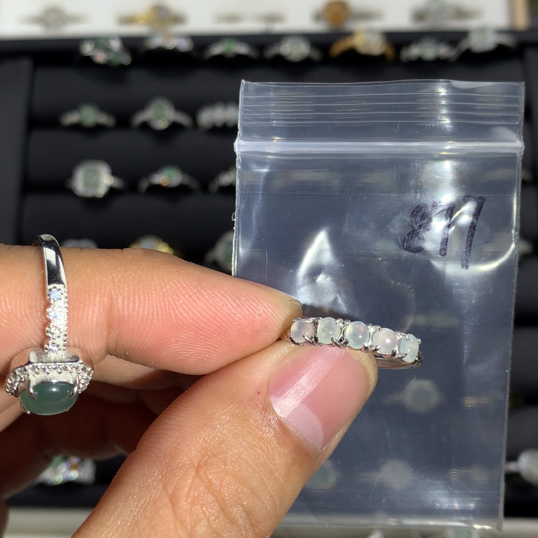 翡翠银S925镀金镶嵌戒指877