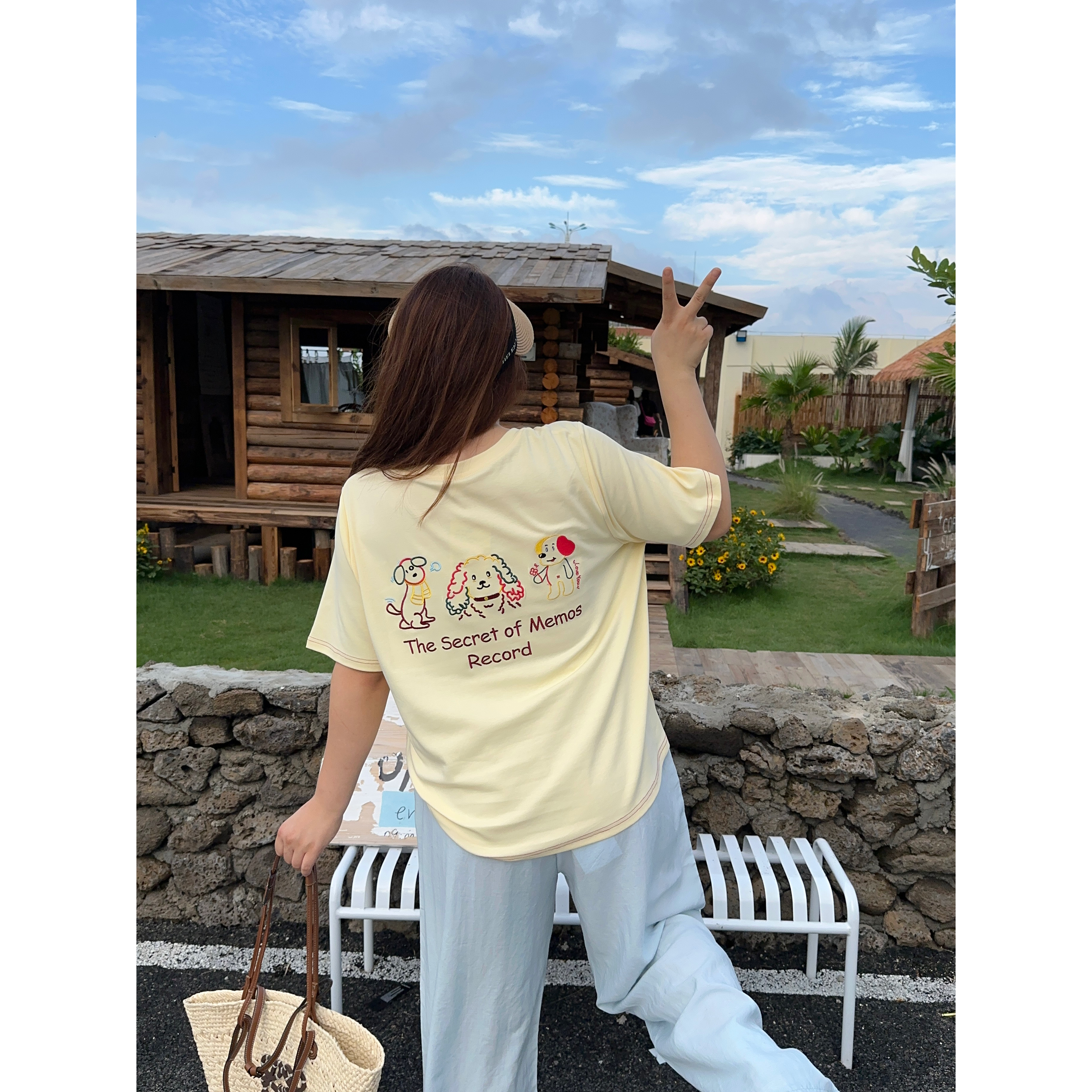 洋开心【狗狗开例会】大码胖MM宽松版圆领百搭印花短袖T恤上衣Y6302