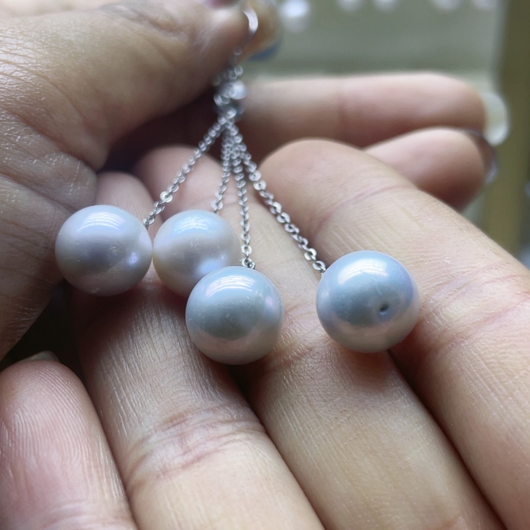 淡水珍珠耳饰银S925镶嵌