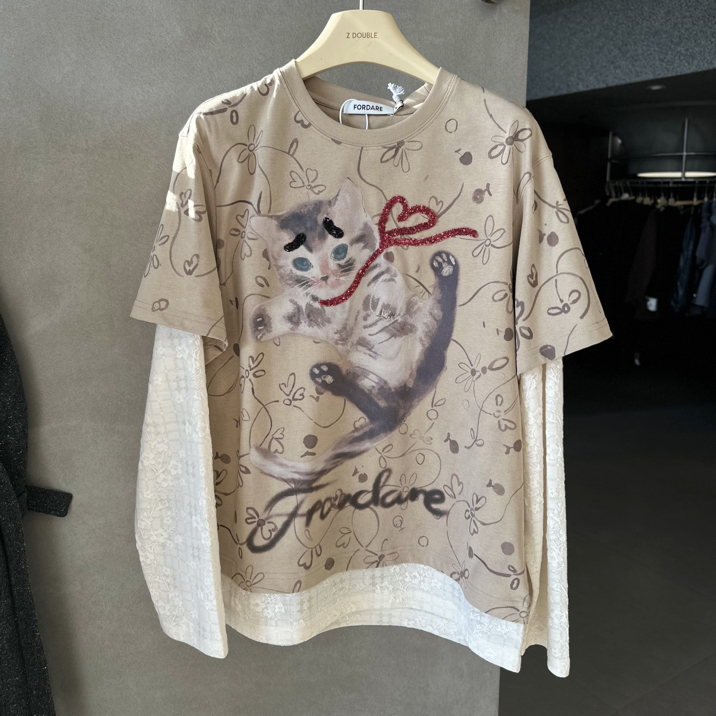FORDARE 小猫假两件T 1099
