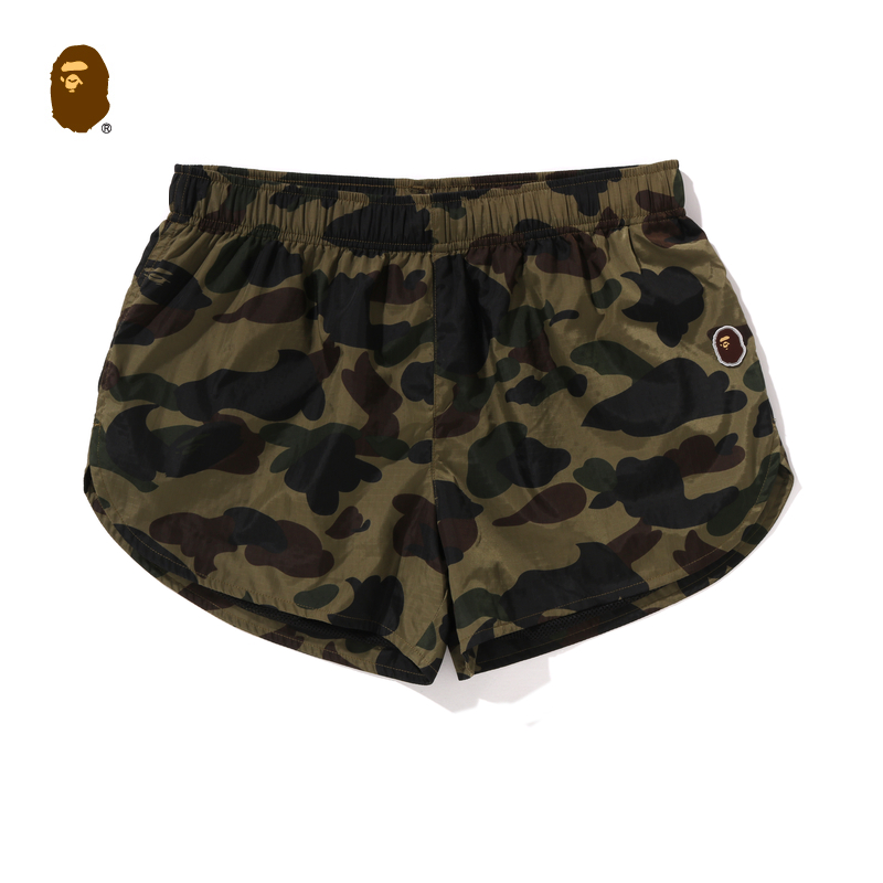 BAPE女装24秋冬猿人胶质徽章小标迷彩休闲短裤253003N