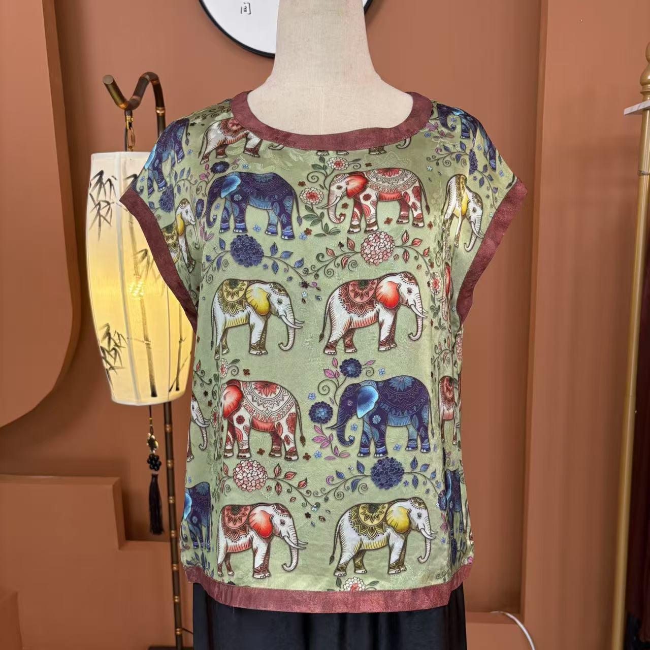 商场撤柜夏季国风小衫薄款复古女士提花圆领休闲上衣1111