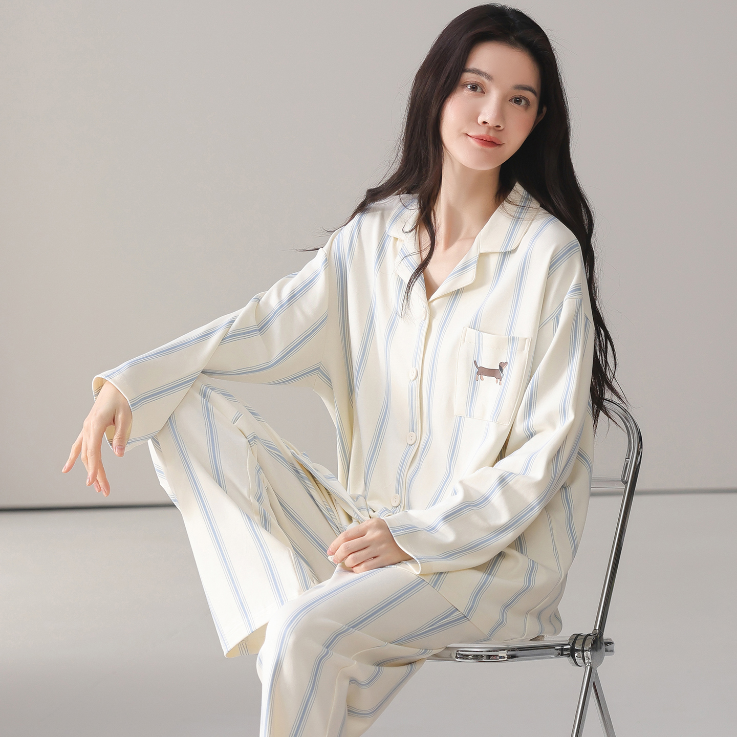 睡衣女款2025新款春秋季纯棉长袖长裤女士可外穿全棉夏家居服套装