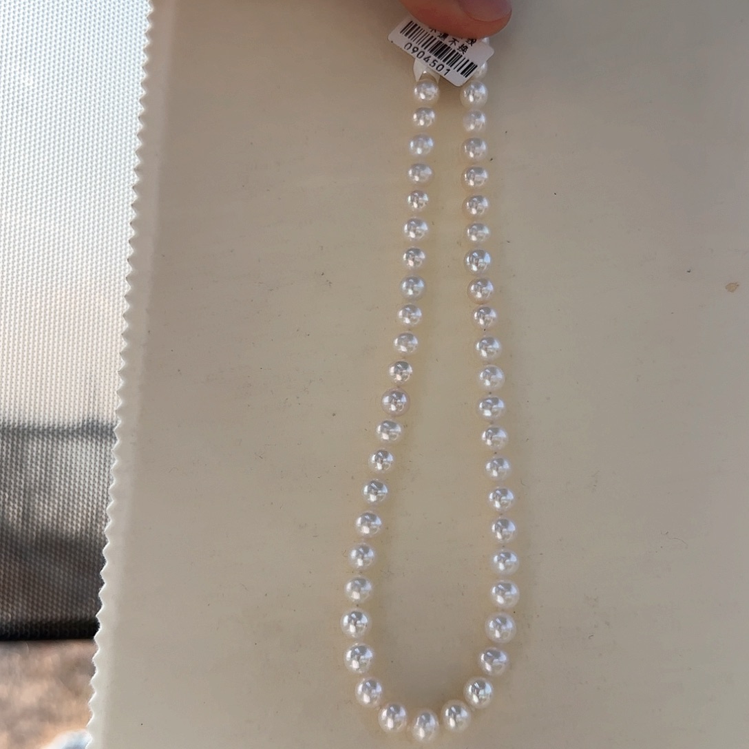 淡水珍珠颈饰银S925镶嵌7-8无核极光镜面正圆无暇白亮