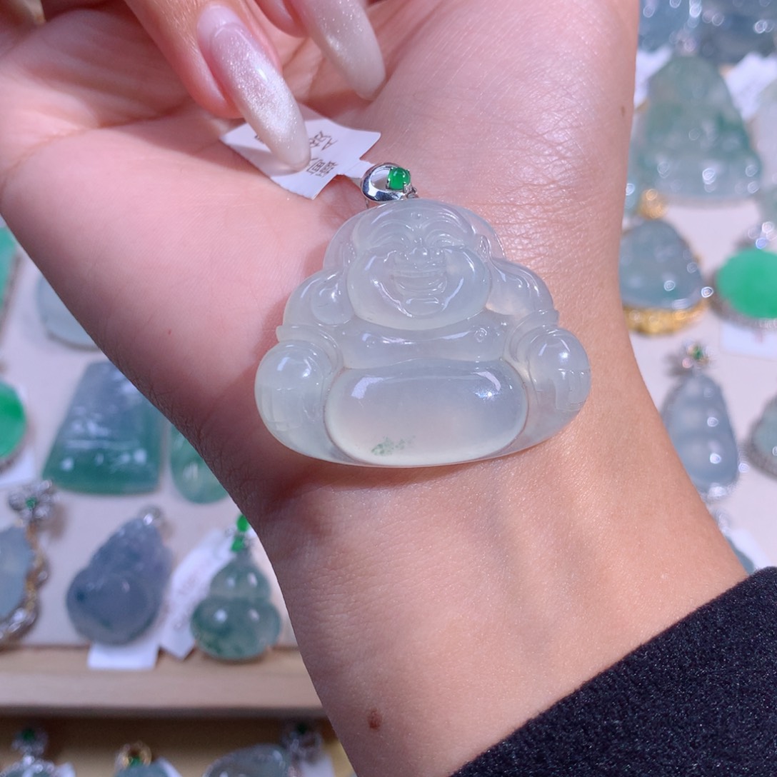 翡翠吊坠(不含链)18K金镶嵌