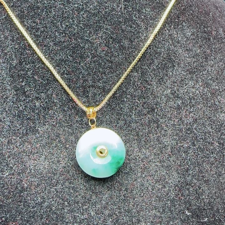 翡翠吊坠(不含链)18K金镶嵌天然A货49