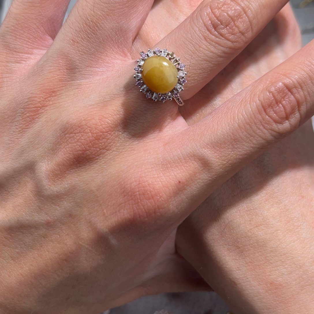 翡翠戒指银S925镶嵌vhjkkm