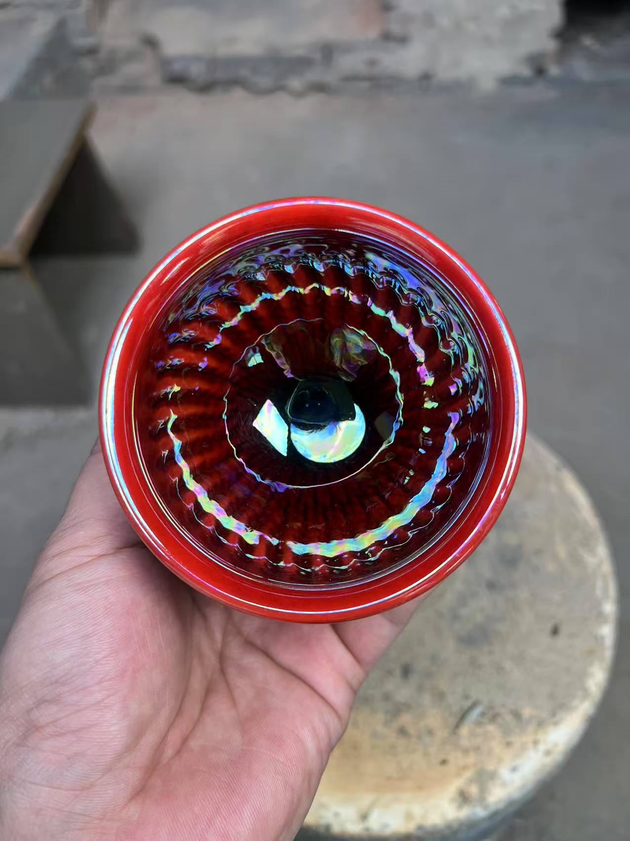 高端茶盏 七彩牛血红  将军杯