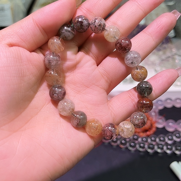 水晶手链未镶嵌10毫米四季幽灵莫奈花园手链