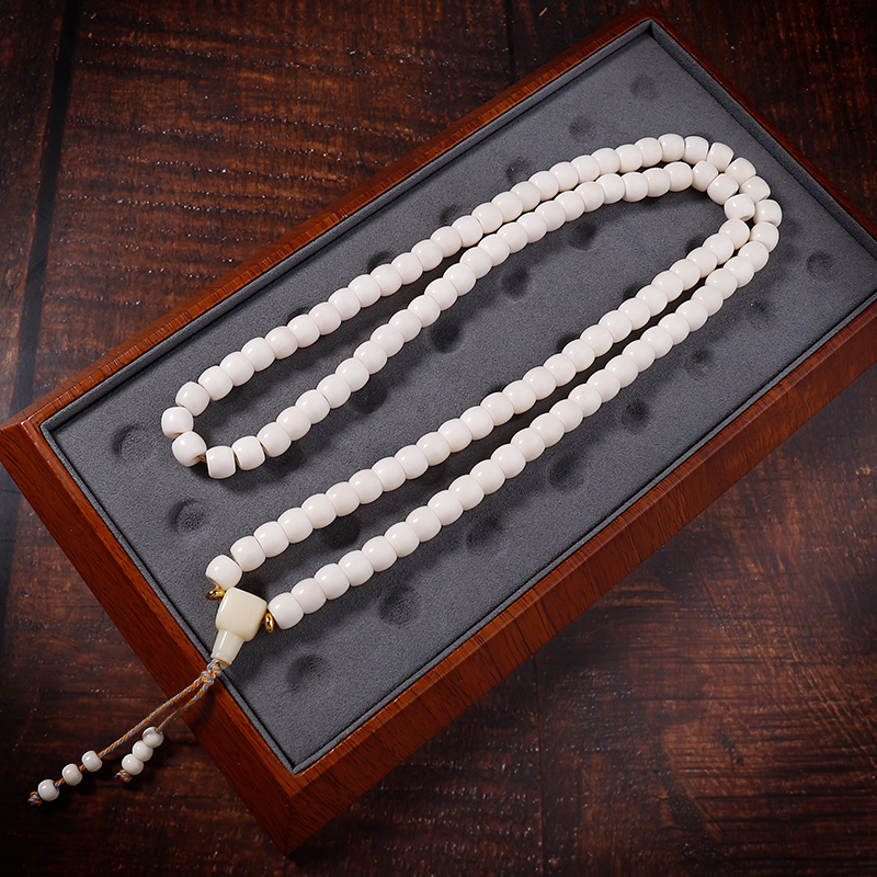 0.8鹿角雕刻108直切长串男女同款 文玩雕刻手链项链手串 纯手工