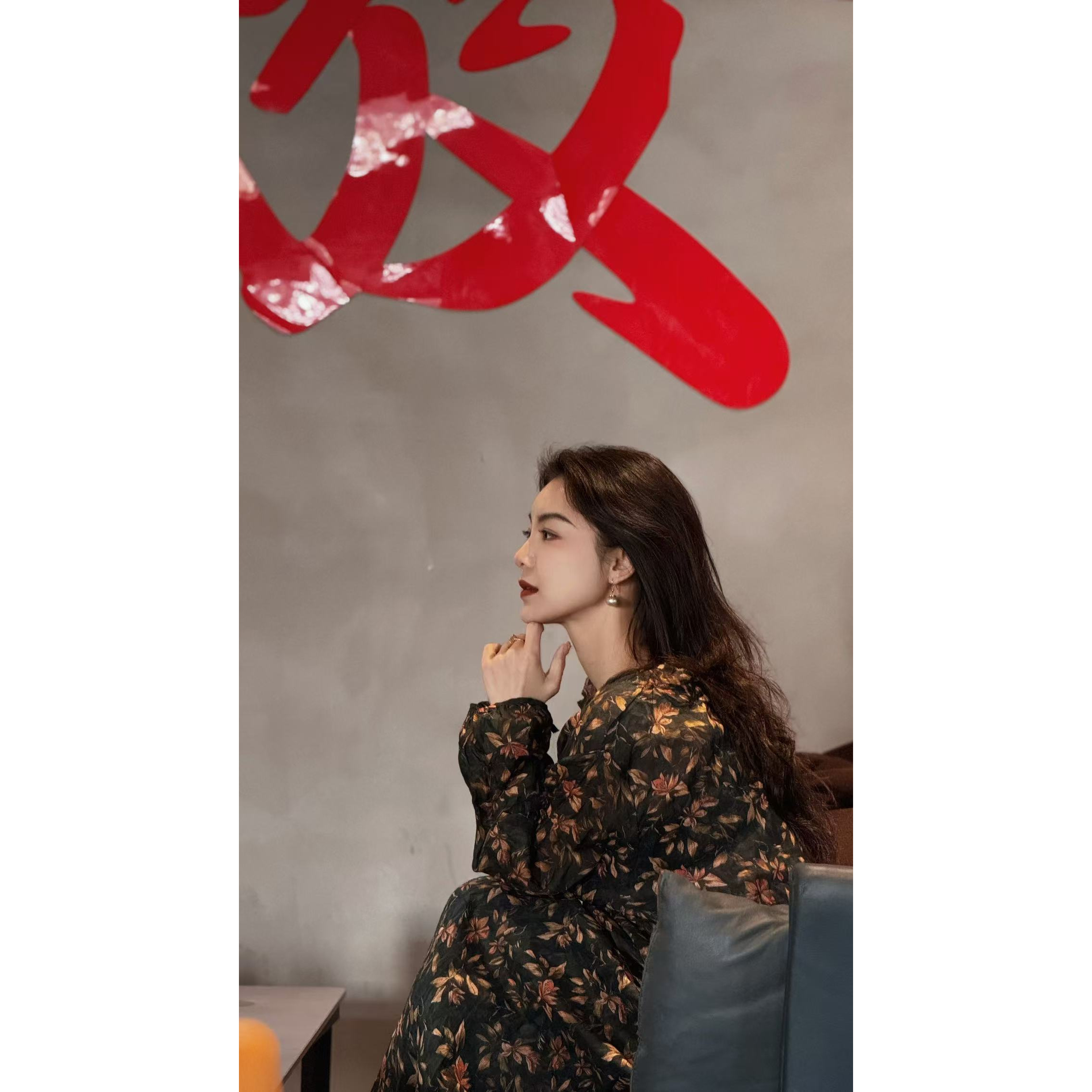 续吉麻衣春-25-78【折枝春山】苎麻碎花长袖上衣加半裙套装