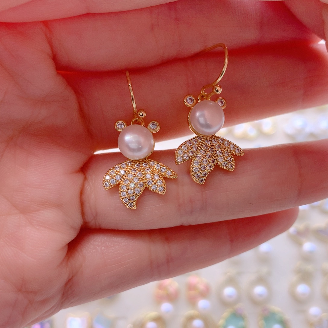 合金淡水珍珠耳饰