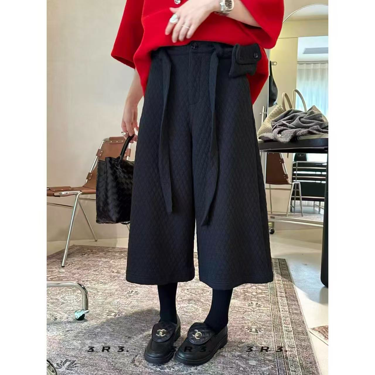 MYX#5272#日系格子棉配腰包休闲裤