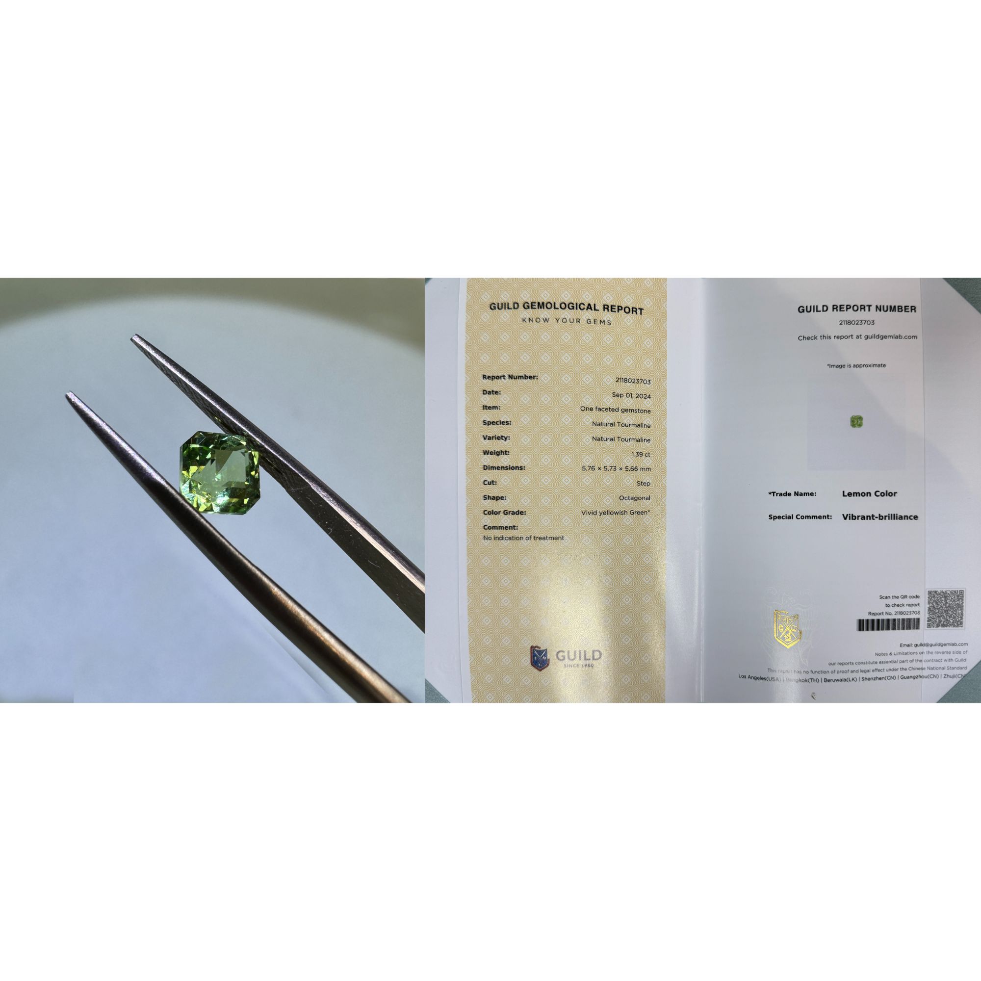 246  1.39ct  阿斯切 柠檬色碧玺