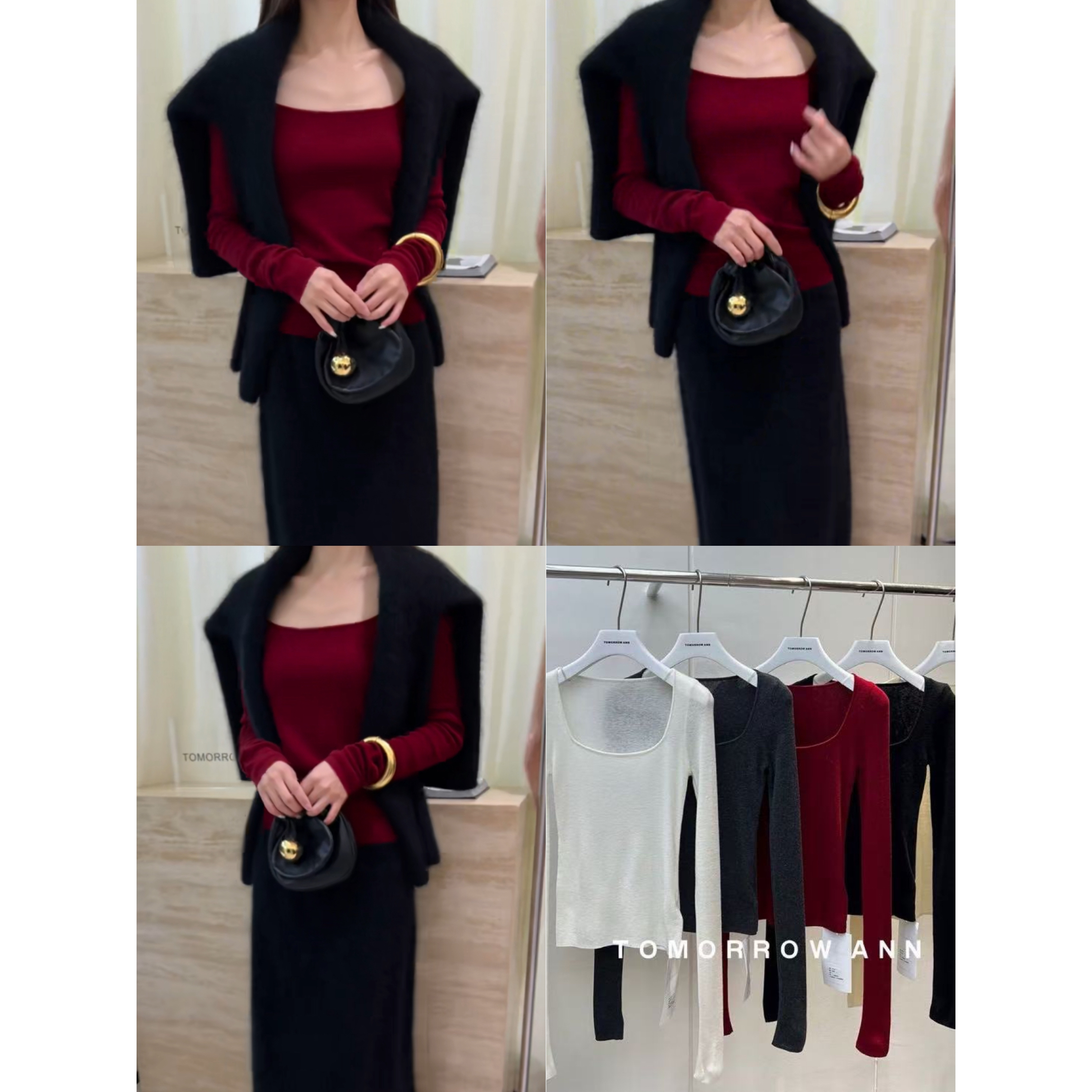 -经典方领设计！33羊毛舒适感打底针织衫（TM23061#）TM