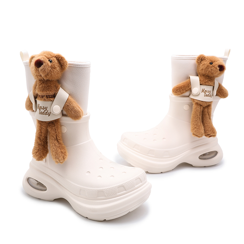 NOISY TEDDY小熊玩偶高帮朋克风6cm两穿加厚长筒厚底百搭洞洞靴女