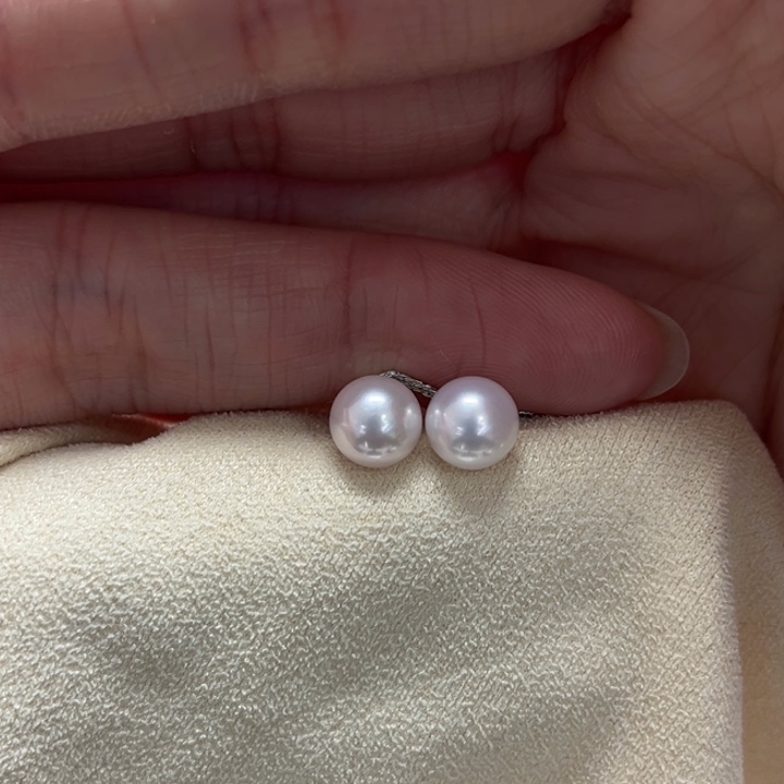 银S925镶嵌耳饰海水珍珠AK7m 16号