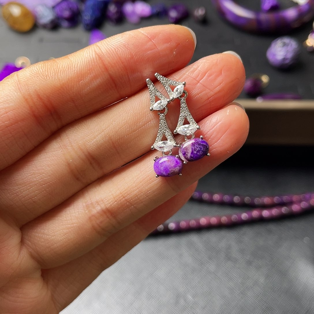 苏纪石（舒俱来）耳环银S925镶嵌