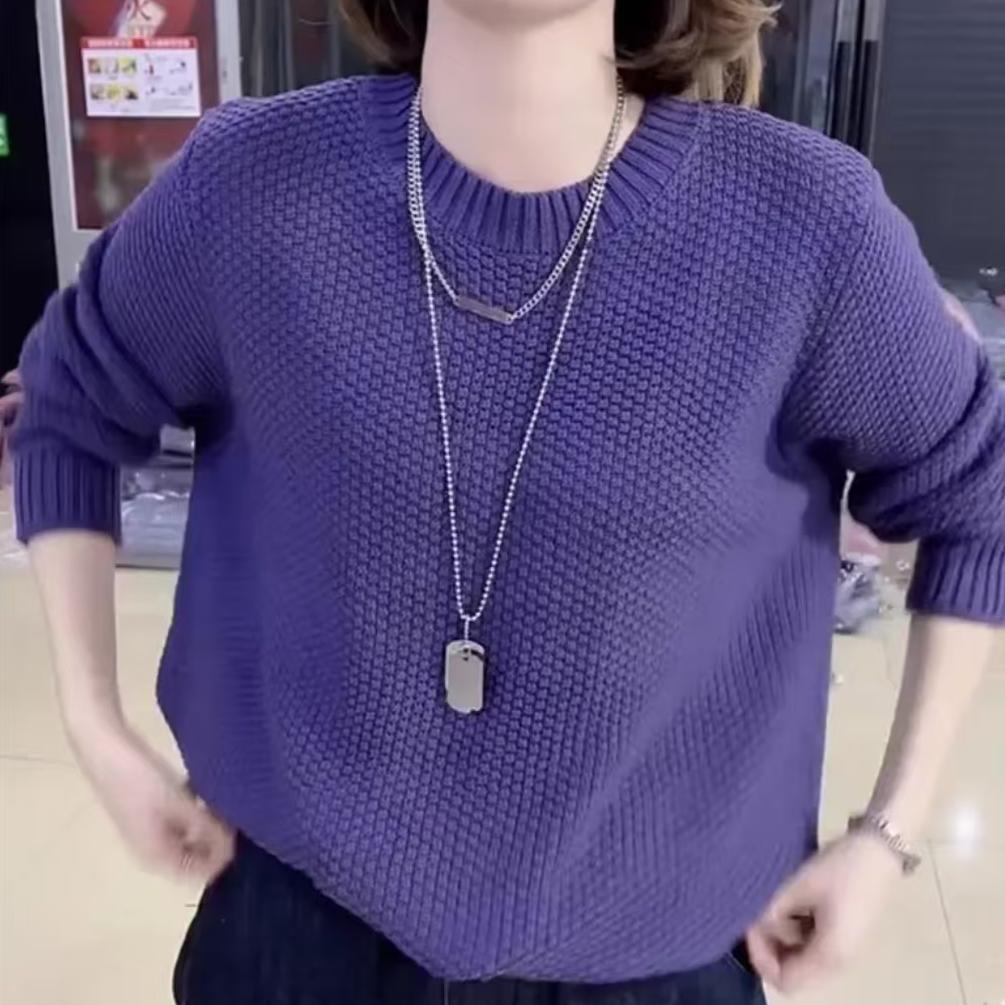 圆领纯色针织毛衣早春季新款洋气内搭女士时尚套头显瘦针织打底衫
