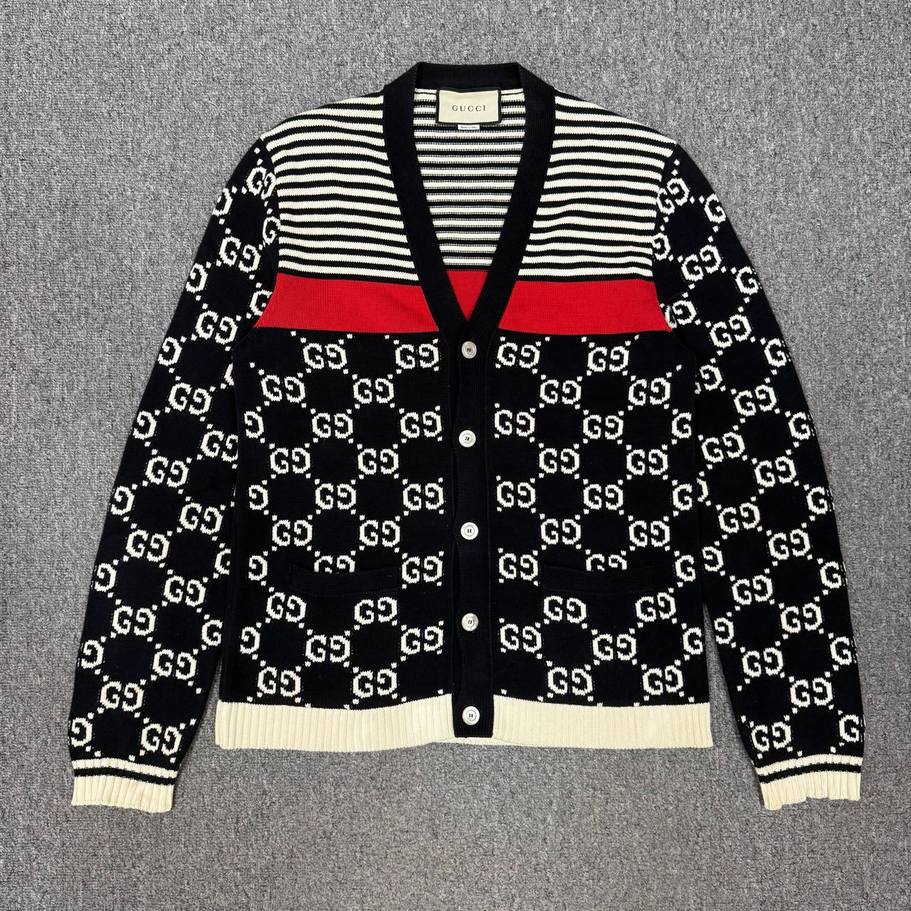 99新 GUCCI/古驰 13142016 nz Gucci古驰老花双G拼接针织开衫 M码