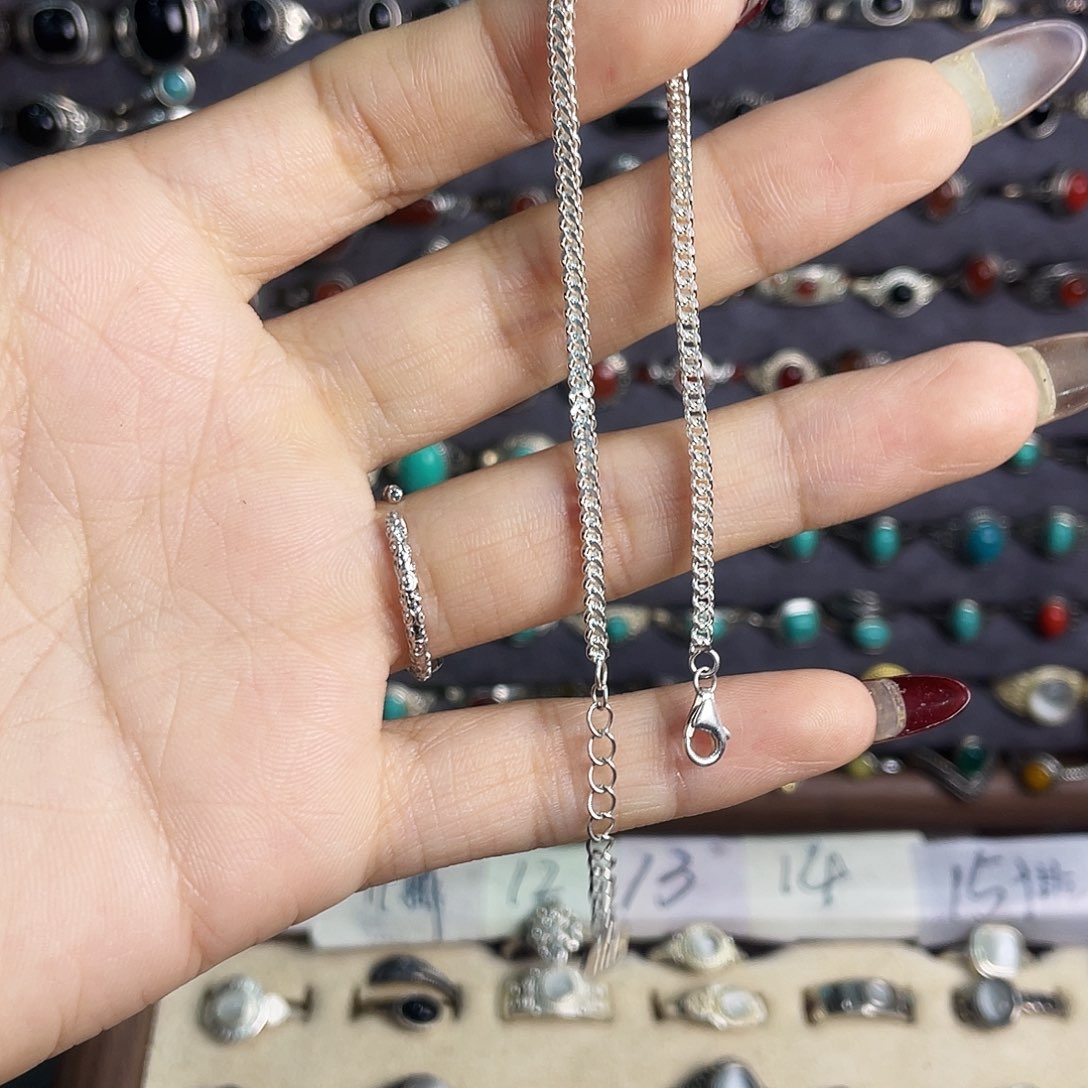 玻璃足银纯银手链