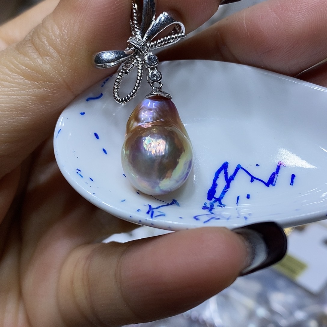 淡水珍珠吊坠银S925镶嵌