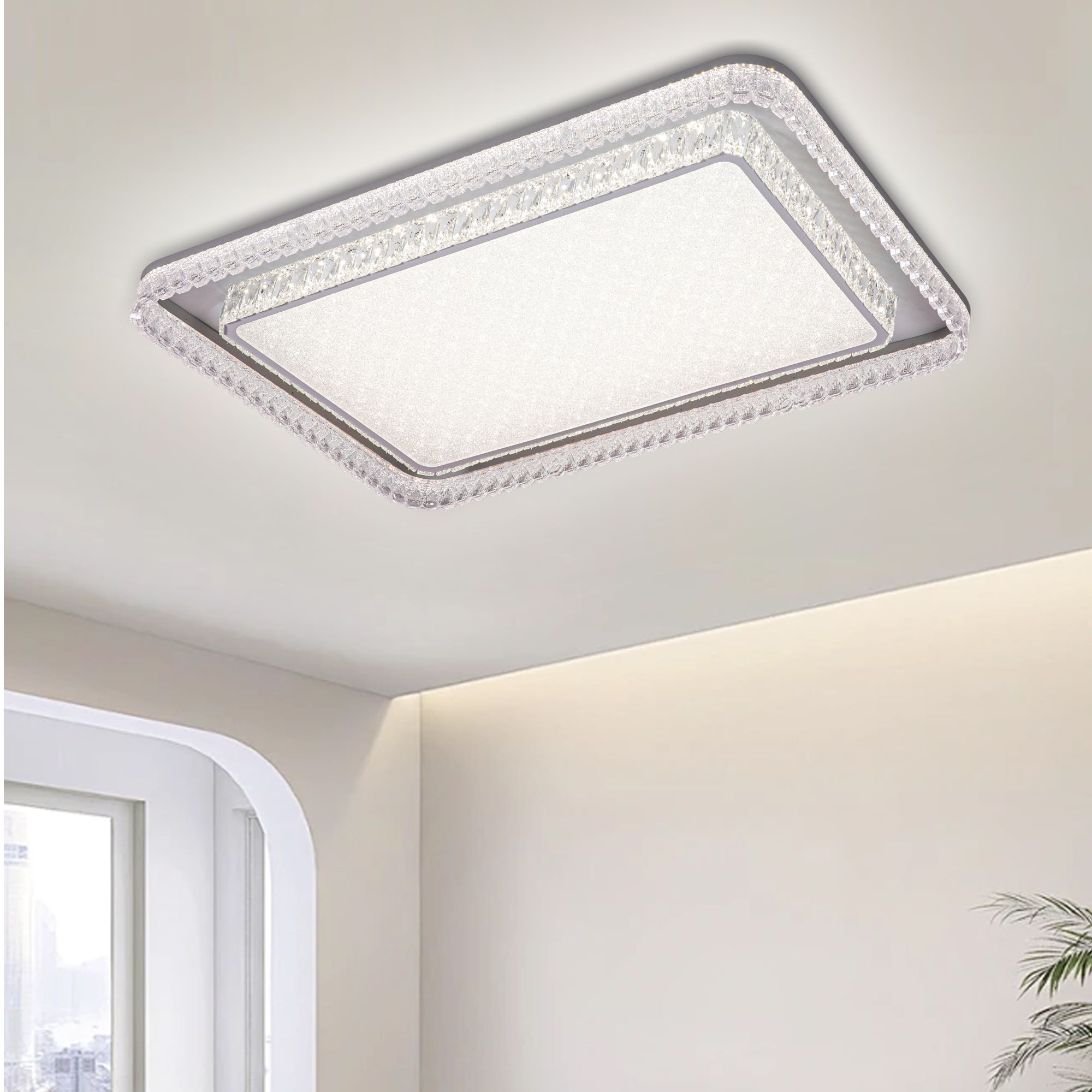 客厅水晶吸顶灯新款LED现代简约轻奢圆形水晶灯客厅灯奢华高档