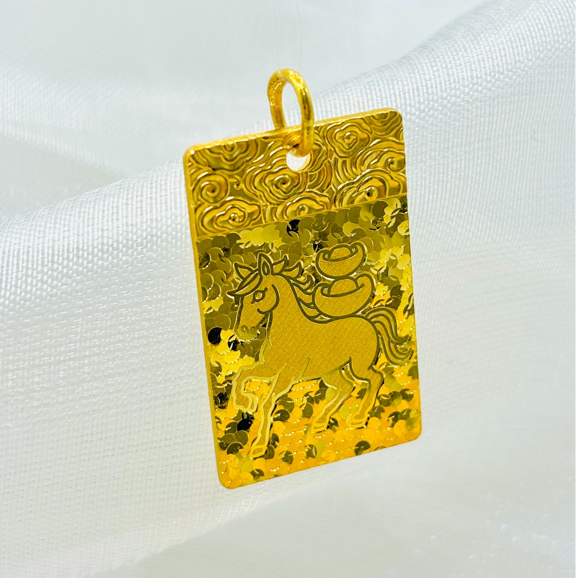 SUNFEEL/赛菲尔【二店】足金999马上有钱吊坠碎冰黄金实心精致