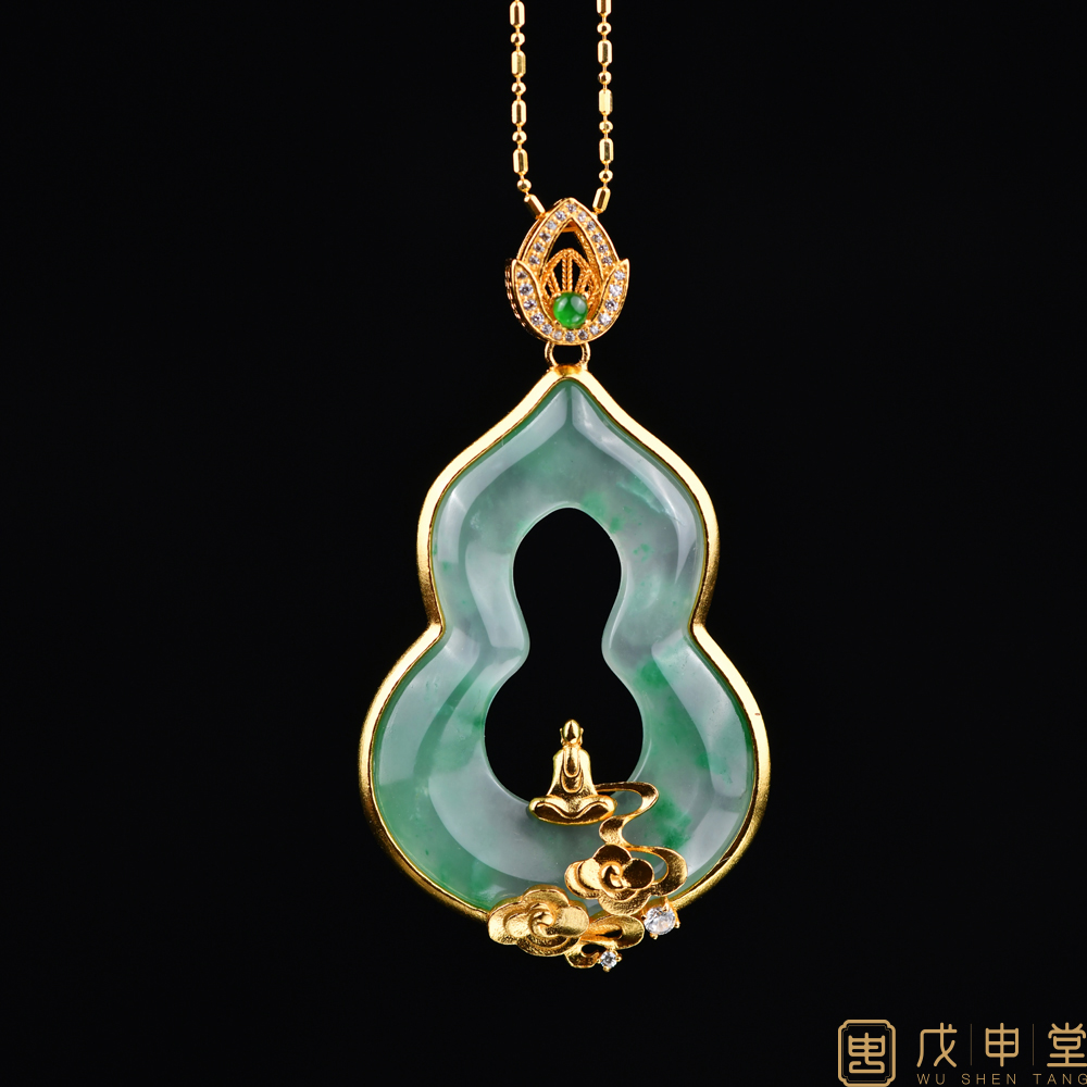戊申堂【云中禅 · 心​】银鎏金冰玉葫芦飘花吊坠多样性发一国风珠宝商品图