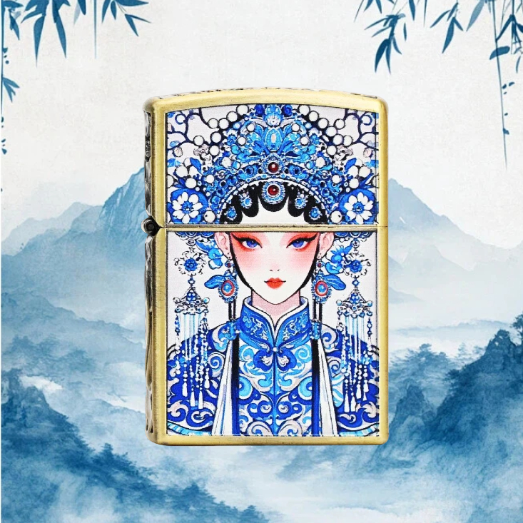 ZORRO佐罗青铜青花旦打火机节日礼物送男友 无油