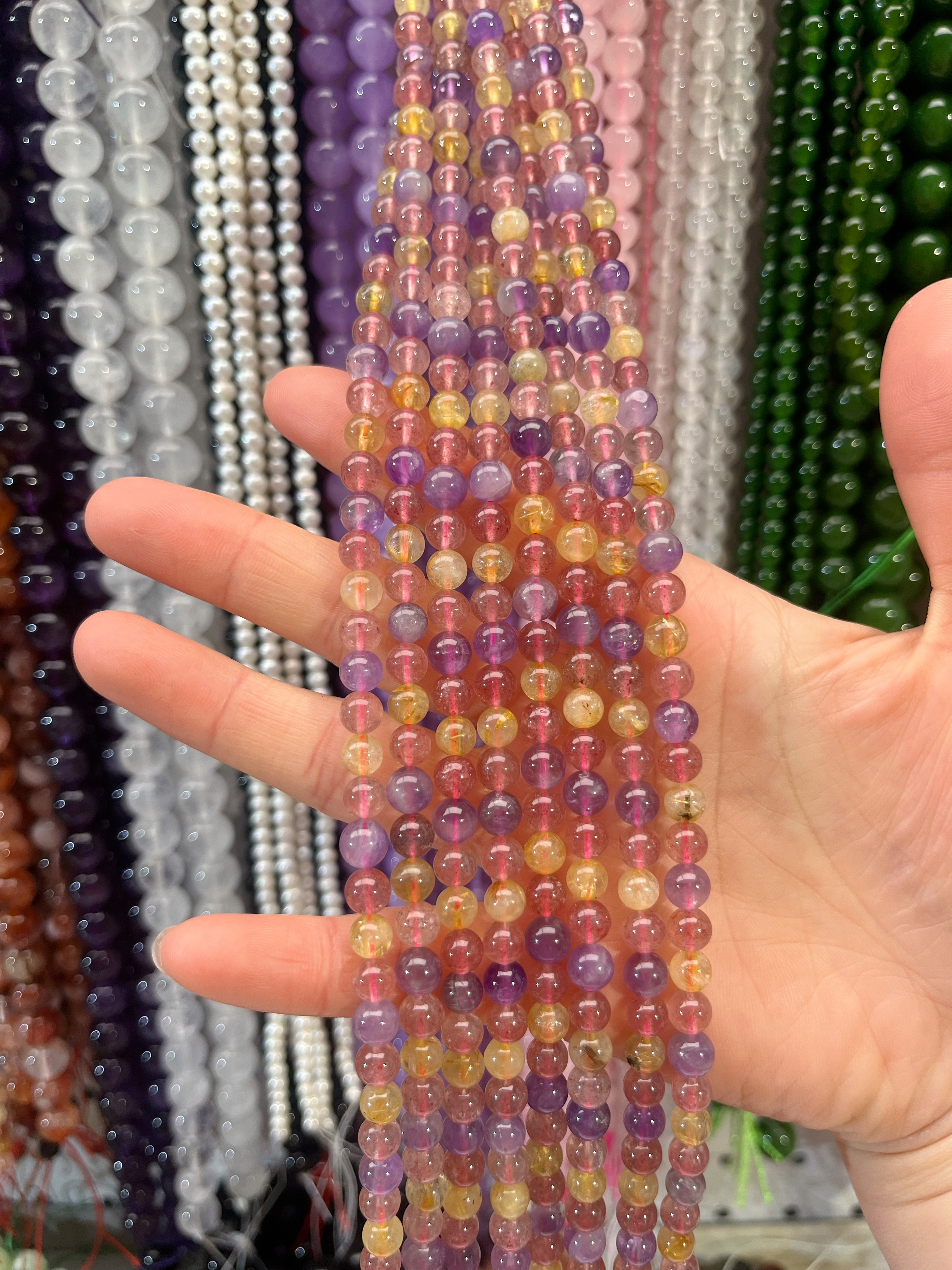紫金超七6mm  珠宝半成品散珠DIY批发