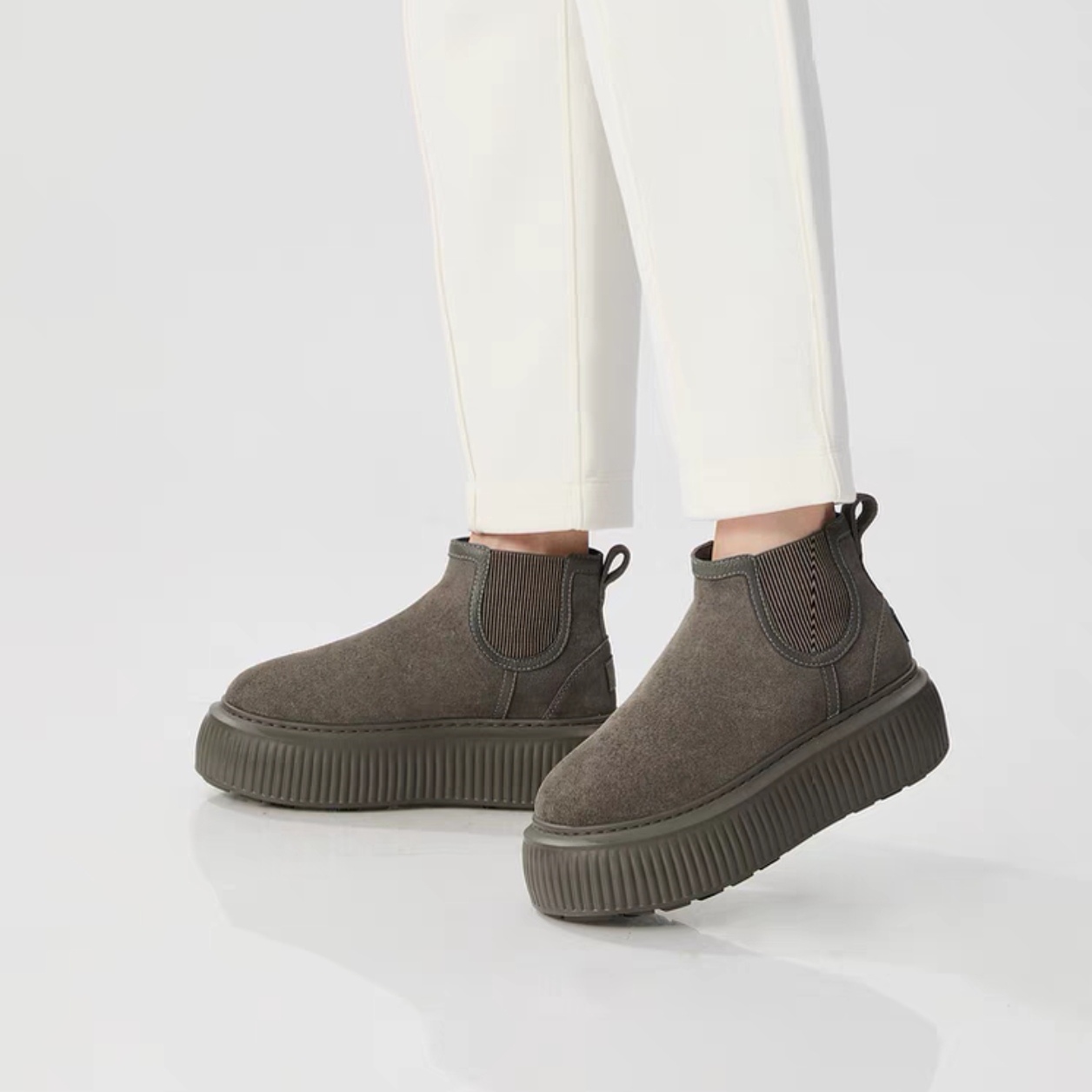 新款深呼一脚蹬厚底切尔西雪地短靴女AX15227